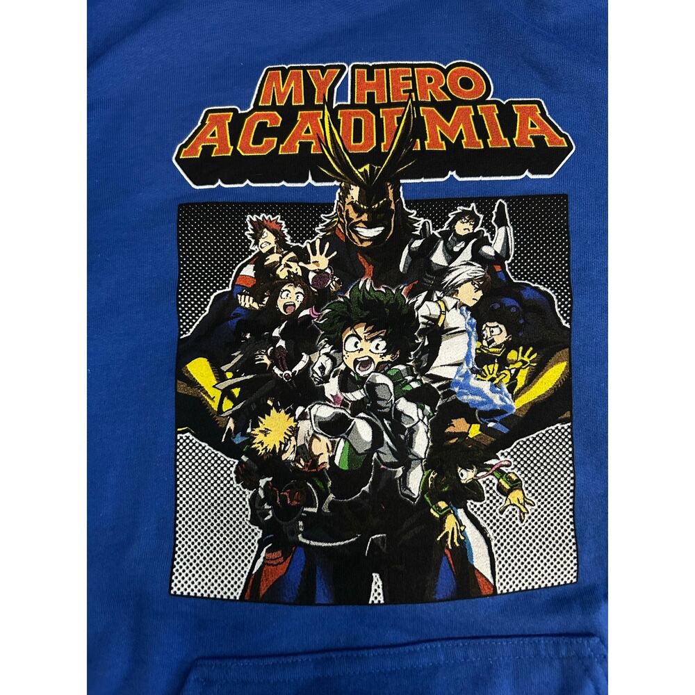 MY HERO ACADEMIA Hoodie NEW LS Cobalt Blue Graphic Anime Size M